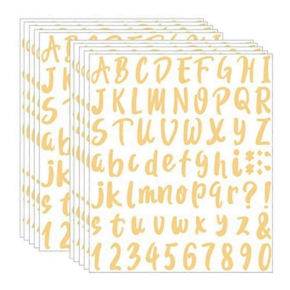 10 Sheets Vinyl Alphabet Number Kit Letter Stickers (Gold)