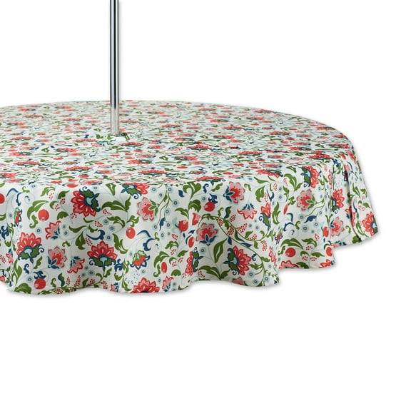 Garden Floral Print Outdoor Tablecloth With Zipper 60 Round
