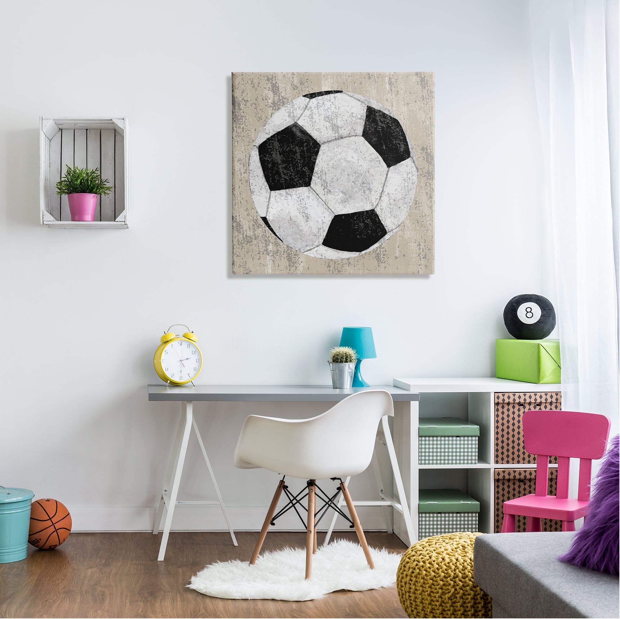 Stupell Industries Rustic Sports Soccer Ball Abstract Painting Gallery Wrapped Canvas Art Print Wall Art, 30 x 30