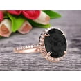 thumbnail image 4 of Oval Cut Black Diamond Moissanite Engagement Ring 2 Carat Solid 10k Rose Gold Wedding Ring Promise Ring for Bride Halo Design, 4 of 5