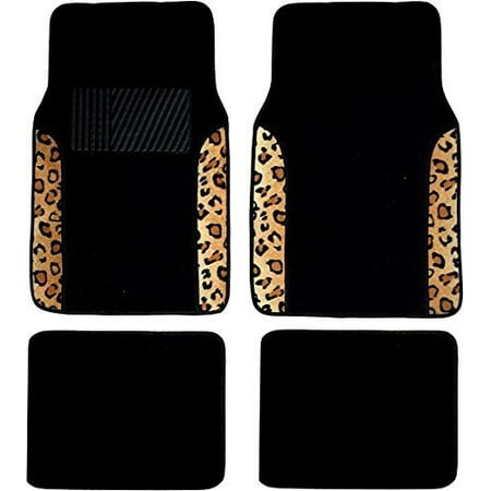 Two Tone 4 Piece Animal Print Floor Mats Purple And Black Cheetah
