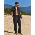 thumbnail image 4 of COOFANDY Mens Linen Suits 2 Piece Set Casual Loose Pants Vacation Beach Outfits Short Sleeve Island Shirt Resort, 4 of 7