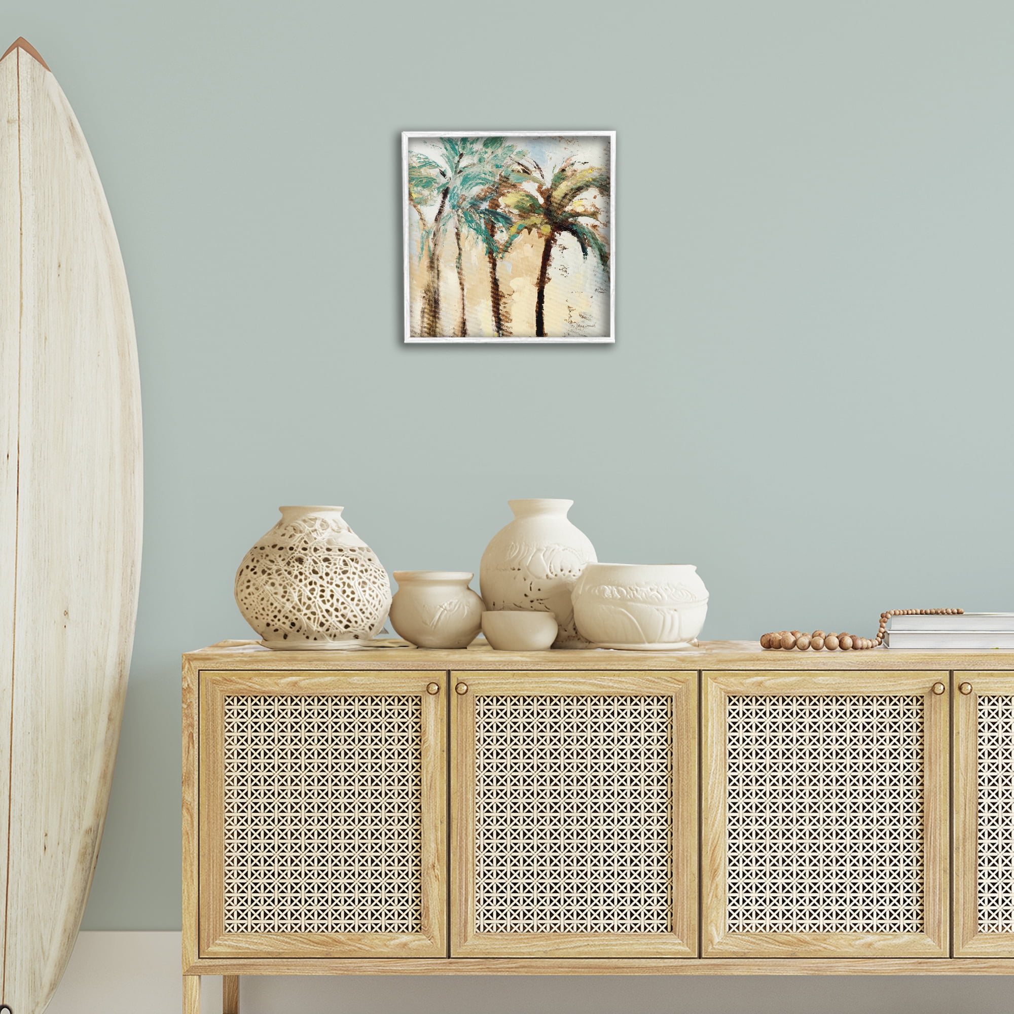 Stupell Industries Rustic Brushed Palm Trees Botanical & Floral Painting White Framed Art Print Wall Art, 17 x 17
