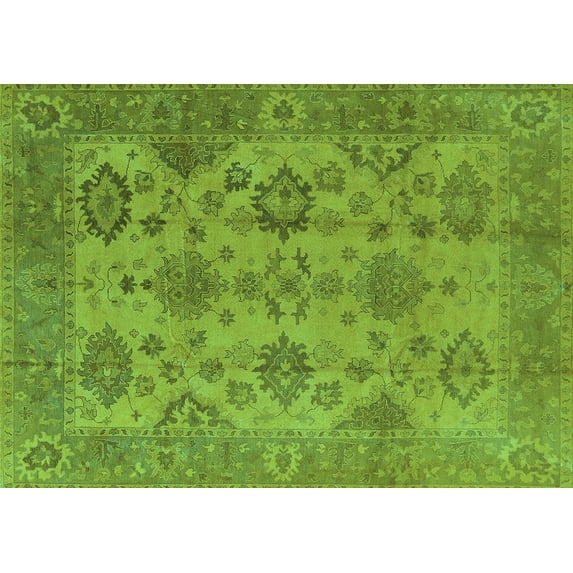 Ahgly Company Machine Washable Indoor Rectangle Oriental Turquoise Blue Industrial Area Rugs, 5' x 7'
