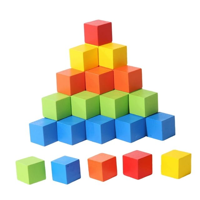 Milaget 50 Pieces Wooden Blocks Building Stacking Blocks for Toddlers Ages 3+ School M