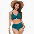 thumbnail image 3 of KPOPLK Bathing Suits for Women High Waisted Bikini Sets Two Piece Swimsuits Solid Bikini Swimwear(XL,Dark Green), 3 of 9