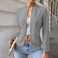 thumbnail image 6 of ClodeEU Women's Work Office Croped Blazer Jacket ,Sleeve Long Collarless, Work Office Cardigan Suit Jacket Gray,Womens Plus M, 6 of 9