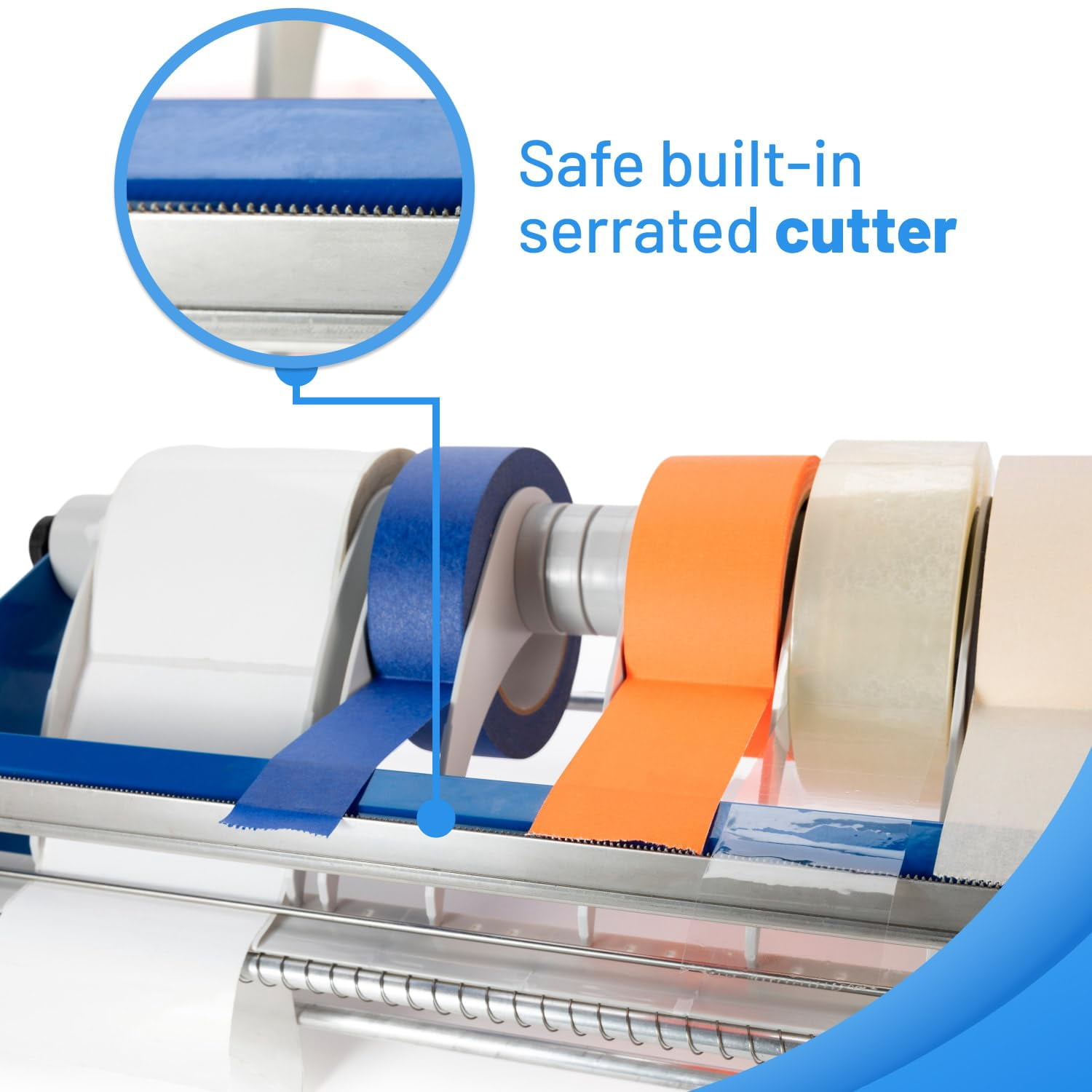 IDL Packaging 18" Manual Label and Tape Dispenser, 2" and Up Core Size, Adjustable Roll Width - Tabletop & Wall-Mounted Multi Roll Holder