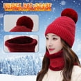 thumbnail image 2 of Audhol Scarf Hat Womens Earmuffs Add Flocking Thermal Cycling Warm Winter Hat Knitting Scarf Hat Face Scarf Mask for Women Wine One Size, 2 of 4