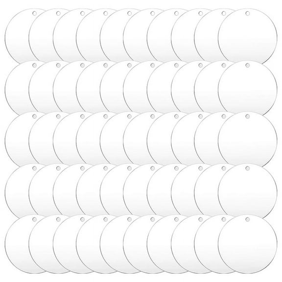 50 Pcs 3 Inch Acrylic Blanks with Hole Transparent Circle Ornament Clear Round Acrylic Christmas Ornament Blanks