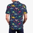thumbnail image 5 of Rocae Dinosaur Flowers for Men's Short Sleeve Polo Shirt, Quick Drying Performance Moisture Wicking Sports Men's Golf Shirt X-Large, 5 of 9