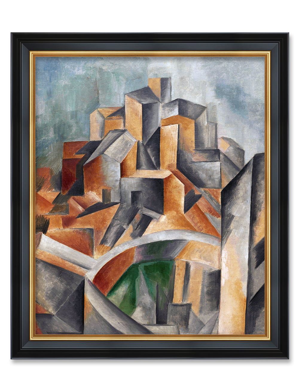 DECORARTS Houses on the Hill by Pablo Picasso, Giclee Print on Acid Free  Canvas with Matching Solid Wood Frame, Framed Artwork for Wall Decor. Total  Framed Size: W 23.25