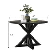 thumbnail image 3 of 5-Piece Dining Set for 4, 48" Wood Round Table with Pedestal and 4 Armless Upholstered Chairs, Table and Chair Set for Dinning Room, 3 of 11
