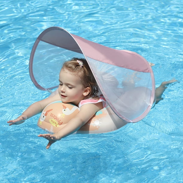Natación sin flotador para bebés con toldo solar de 3 a 36 meses