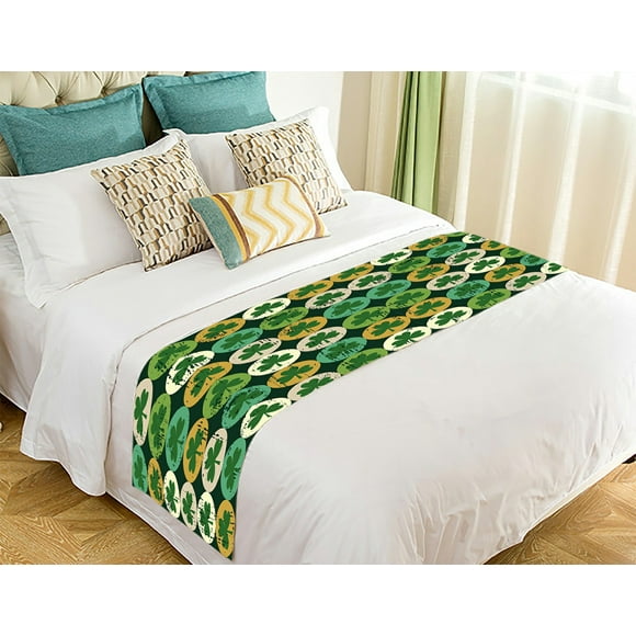 EREHome clover Green Clover Day Bed Runner Bed Scarf Bed Decor 20x95 inch
