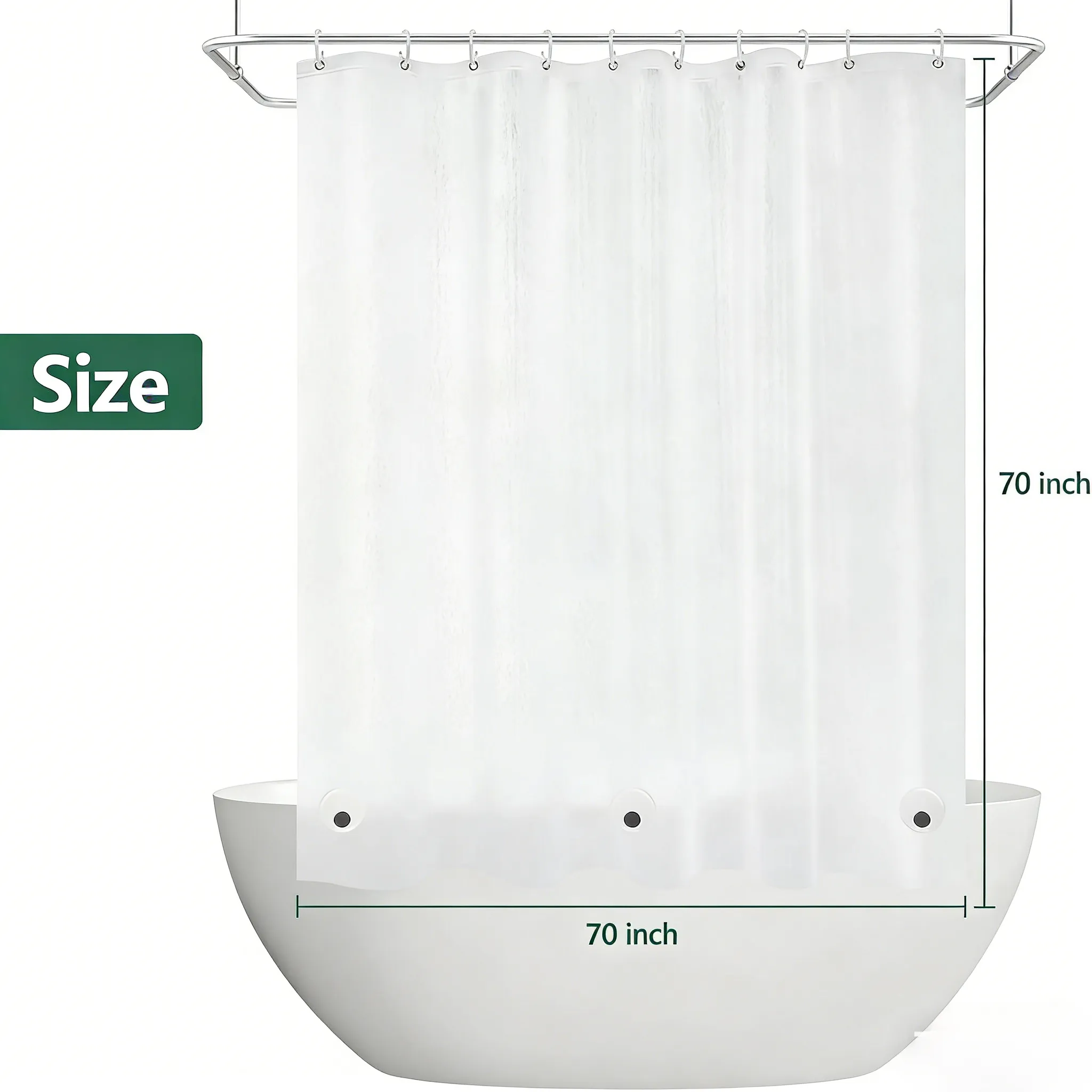 60 x 60 inch Small EVA Frosted Shower Curtain Liner, Bpa-Free Shower Curtain Short with 3 Extra-Large Magnets, Waterproof Vinyl Bathroom Window Curtain Translucent for Privacy