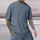 thumbnail image 1 of Playera Elvqul para Hombre Liso Economicas Azul Gym Cuello Redondo Algodón Manga Corta, 1 of 6