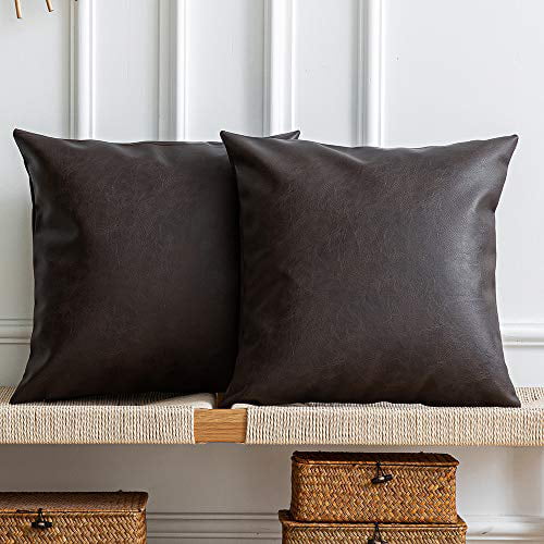 12x20 inch Set of 2 Light Brown DeChicor Faux Leather Throw Pillow Covers Modern Boho Rectanglar Decorative PillowsCases for Couch Bed Home Decor