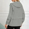 thumbnail image 7 of Womens Zipper Hooded Jacket Lightweight Packable Athletic Jackets Waterproof Outdoor Hiking Quick Dry Coats Gray, 2XL, 7 of 7