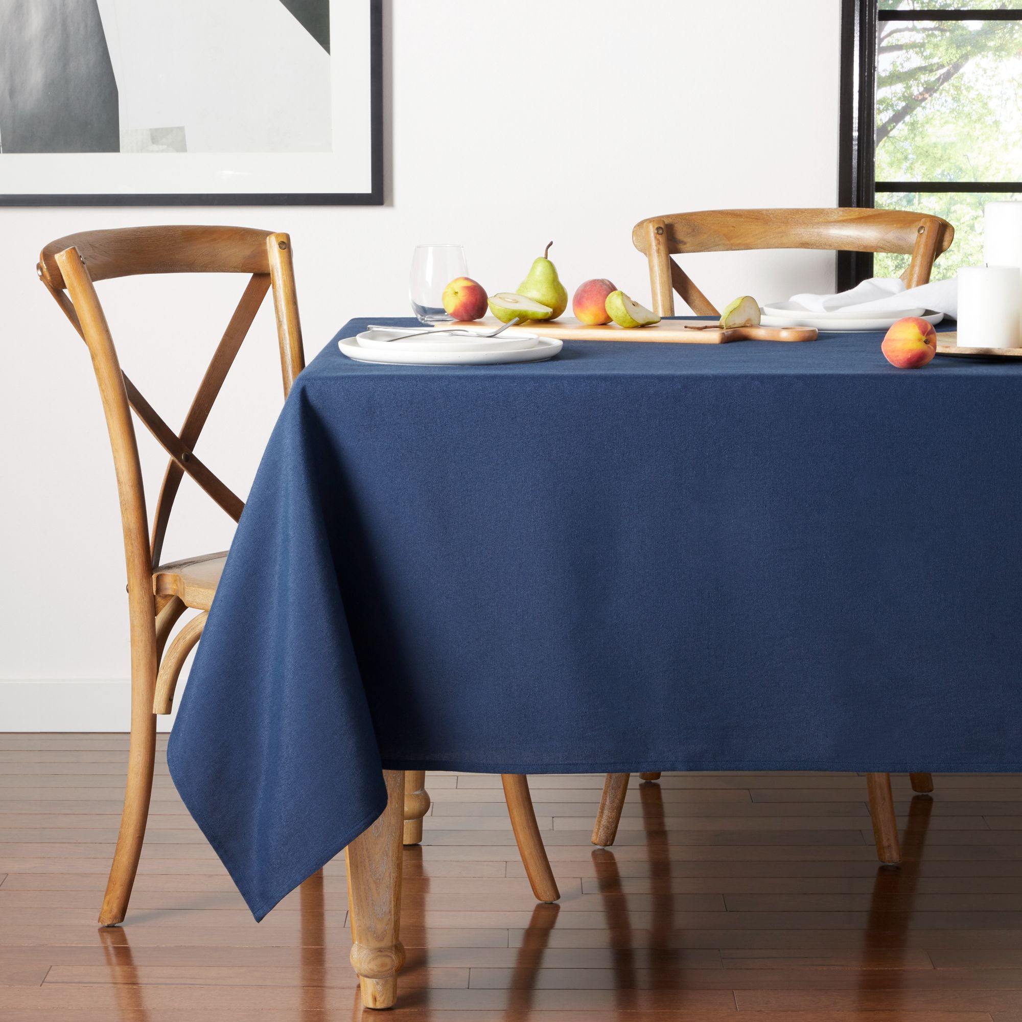 Mainstays Yale Fabric Tablecloth, Black, 60