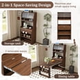 thumbnail image 5 of Harper & Bright Designs Compact Buffet with Hutch and Foldable Dining Table, Cupboard with Storage Shelf and Side Hooks for Small Places Apartment, Walnut, 5 of 18