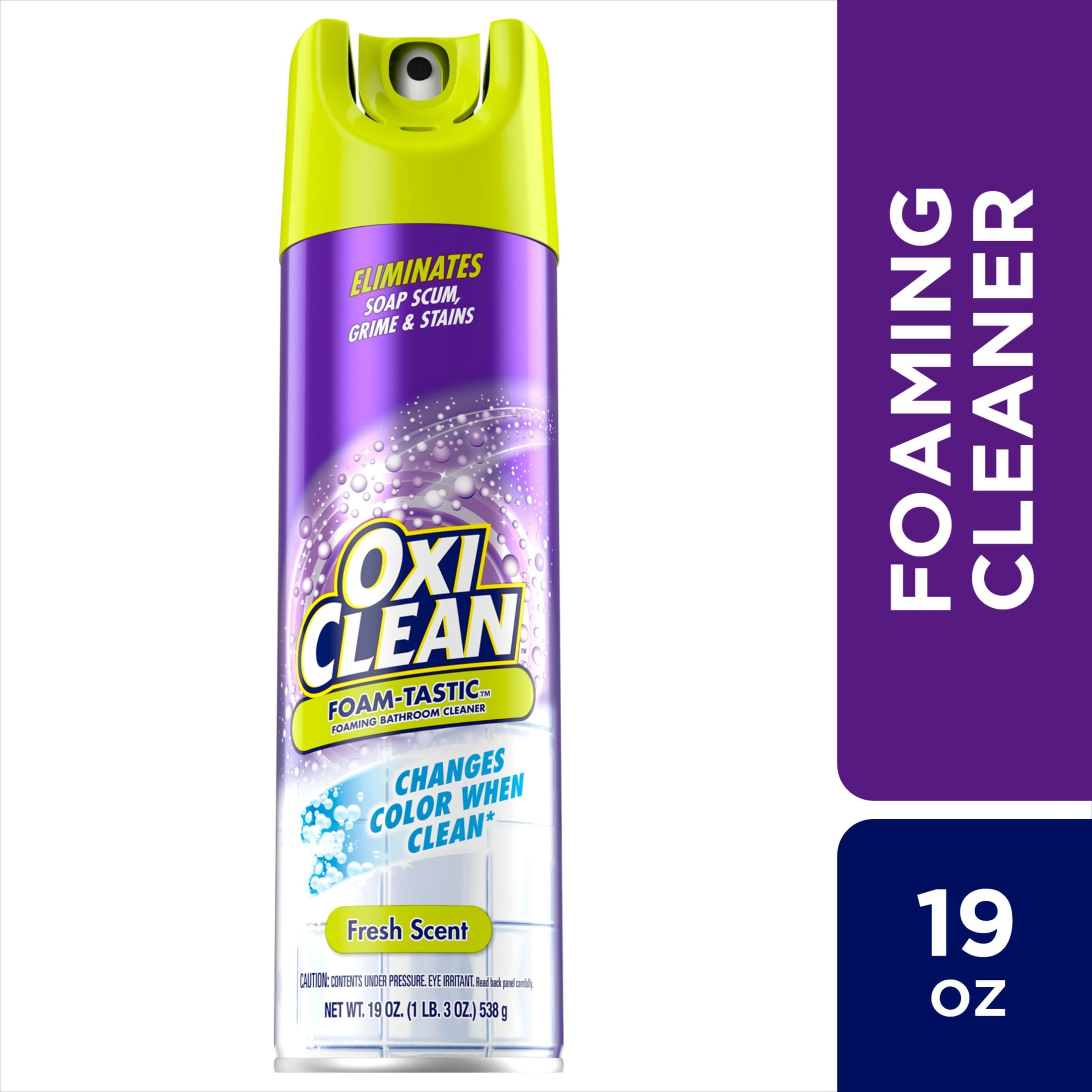 (4 pack) OxiClean Foam-Tastic Foaming Bathroom Cleaner, Removes Soap Scum, Grime & Stains, Fresh Scent, 19 oz
