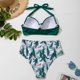 thumbnail image 5 of Para Praia Floral cintura alta Bikini Halter Push Up traje de baño mujeres de talla grande traje de baño Biquini Sexy traje de baño para mujer, 5 of 5
