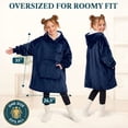 thumbnail image 5 of PAVILIA Fleece Sherpa Wearable Blanket Sweatshirt Hoodie for Kids, Navy, 5 of 7