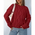 thumbnail image 5 of Casual Women Long Sleeve Sweater 2025 Fall Ribbed Knit Pullover Loose Crewneck Cable Sweater Jumper Tops, 5 of 6