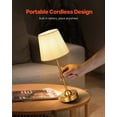 thumbnail image 3 of VEVOR Cordless Table Lamp 2 Pack Rechargeable Battery Desk Lamp Fabric Shade Gold, 3 of 9