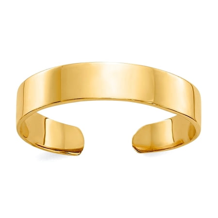 Solid 10k Yellow Gold 4mm Polished Wide Flat Band Adjustable toe ring toe ring for Women and Men