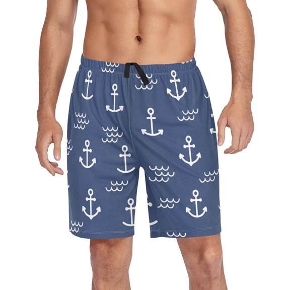 GZHJMY Anchor Pajama Pants Short for Men, Lounge Pants Lightweight Men Pajama Bottoms with Drawstring Pockets, Christmas New Year Birthday Gifts, X-Large
