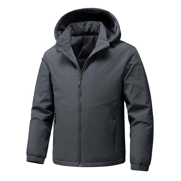 Kalauyu Mens Parka Hoodie Winter Padded Jackets Full Zipper Windproof Jacket Coat