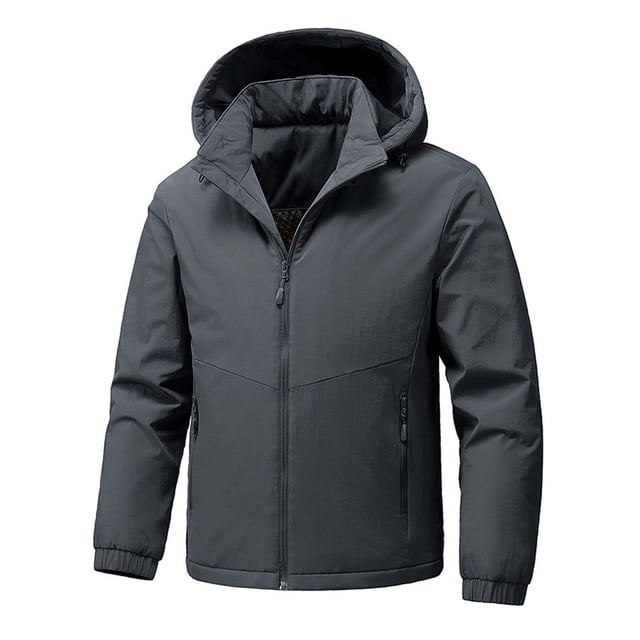 Kalauyu Mens Parka Hoodie Winter Padded Jackets Full Zipper Windproof Jacket Coat