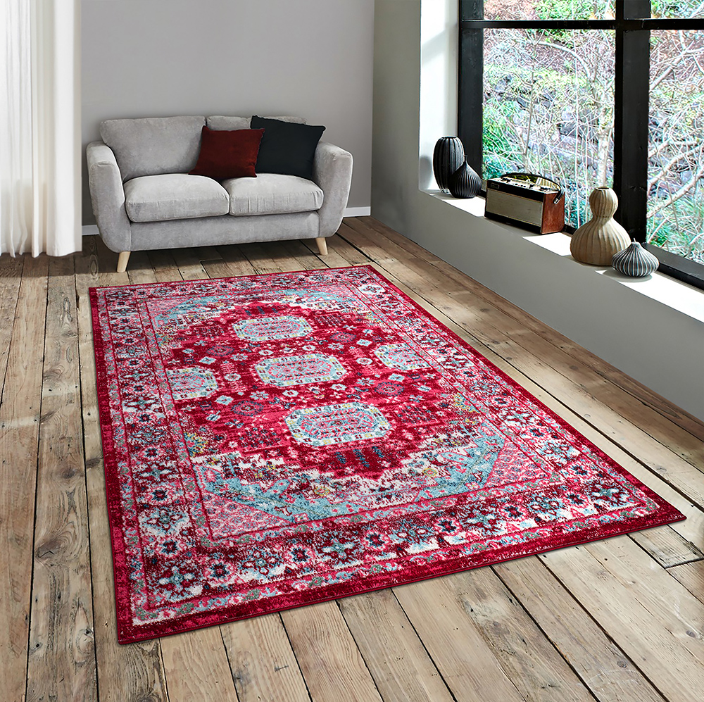 A2Z Amsterdam 167 Rug Red Abstract Oriental Geometric Colorful Brushed  Pattern Modern Contemporary Small Bedroom Area Rug Tapis Carpet (3x5 4x6  5x7 5x8 7x9 8x10)