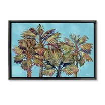 Stupell Industries Bondi Beach Palms Plants & Flowers Painting Black Floater Framed Canvas Art Print Wall Art, 25 x 17