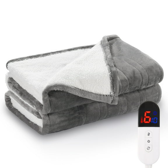 Naipo Couverture Chauffante Électrique Douce 50 x 60 Pouces en Flanelle, Jeté Chauffant avec 6 Niveaux de Chauffage et Arrêt Automatique après 4 Heures pour la Maison et le Bureau
