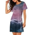 thumbnail image 2 of Kdxio Boat Lighthouse Storm Waves Pattern Womens Short Sleeve Sleepshirt Scoopneck Cute Nightdress Ruffle Comfy Nightgown, 2 of 6