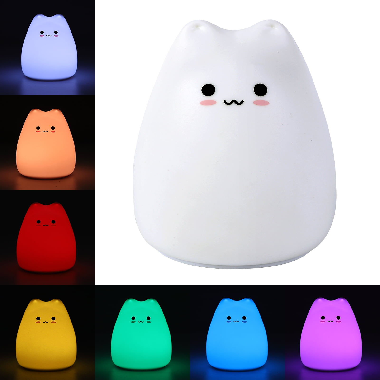 Night Light for Kids, Cat Lamp 7 Colors LED Cute Night Light for Kids