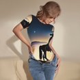 thumbnail image 3 of Cauagu Ciel Azur Western Désert Cowboy T-Shirts à Col Rond Manches Courtes pour Femmes Combinaison Quotidienne-Grand, 3 of 7
