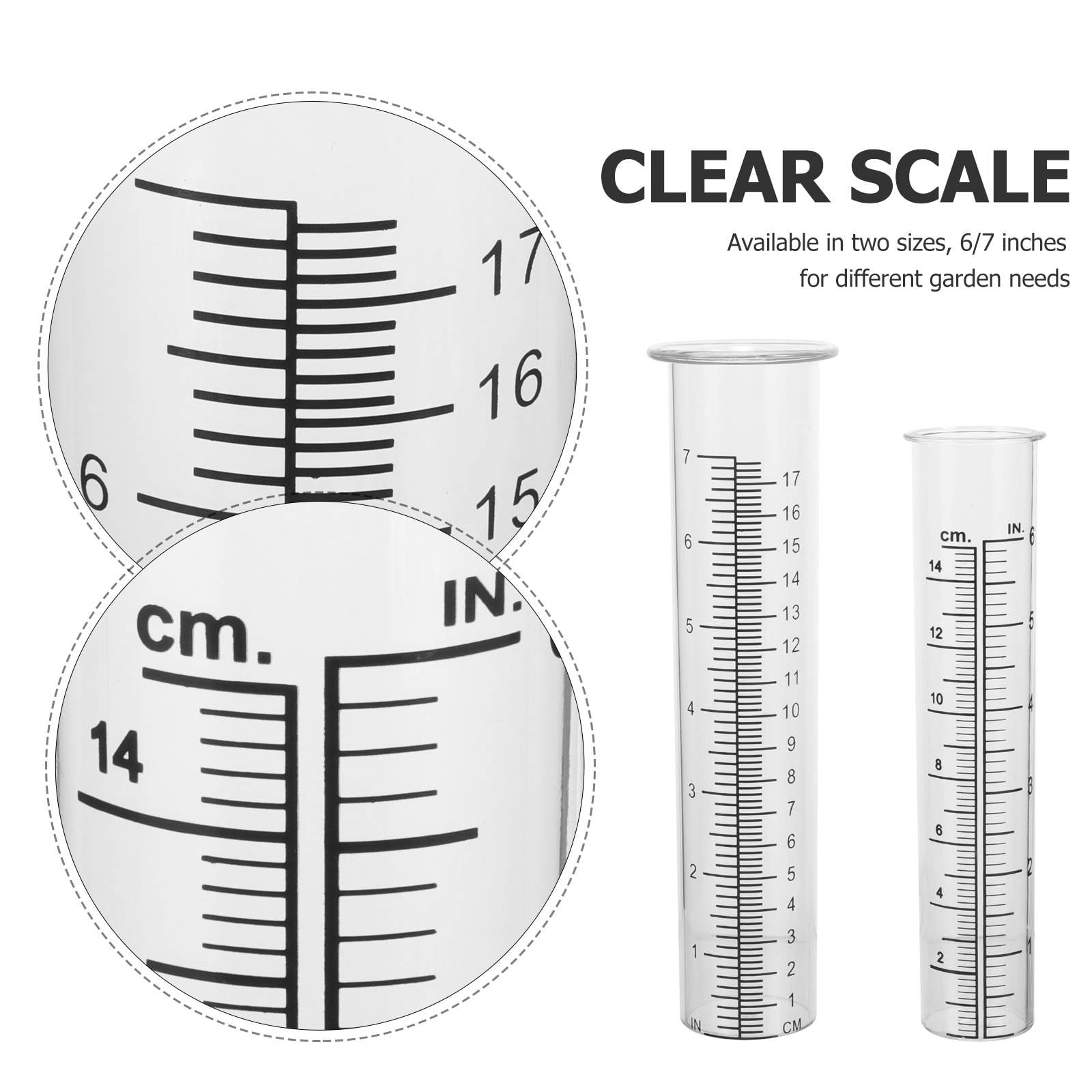 WHAMVOX 2Pcs Transparent Rain Gauge Clear Rain Measuring Tool Portable Rain Meter for Garden Lawn