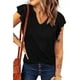thumbnail image 1 of Blusa con mangas con volantes, blusa de verano para mujer, blusa informal con escote en V para mujer, blusa con escote en V para mujer, funcionamiento suave, 1 of 4