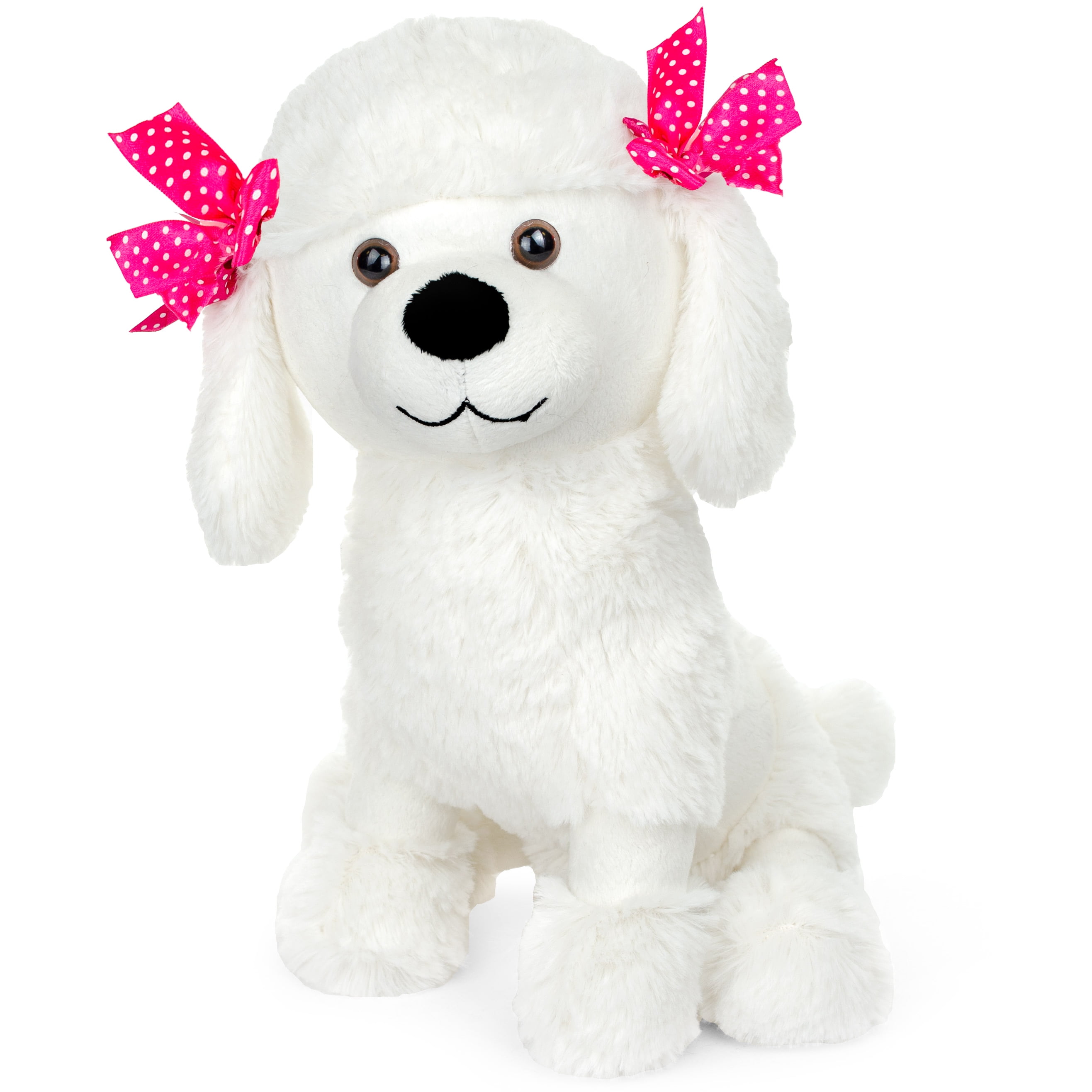Giftable World Plush Poodle Dog With Pink Ribbons Stuffed Animal Toy 14 inch White Dog - Walmart.com
