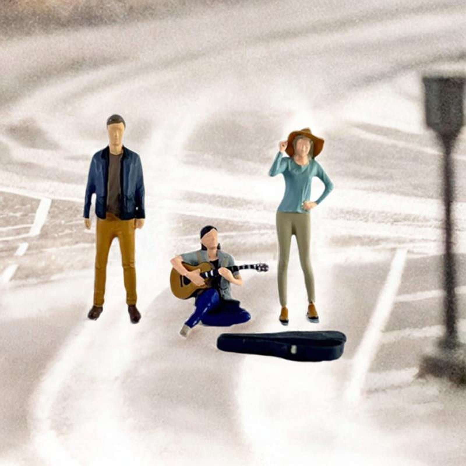 LeeQinersw 3 Pieces 1/64 People Figures Collectibles DIY Crafts Miniature Diorama Guitarist Blue