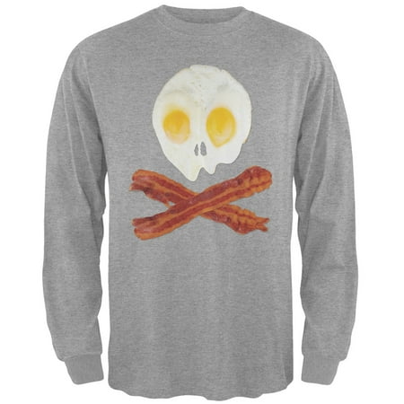 He Man Gray Skull - Eggs And Bacon Skull And Cross Bones Grey Adult Long Sleeve T-Shirt