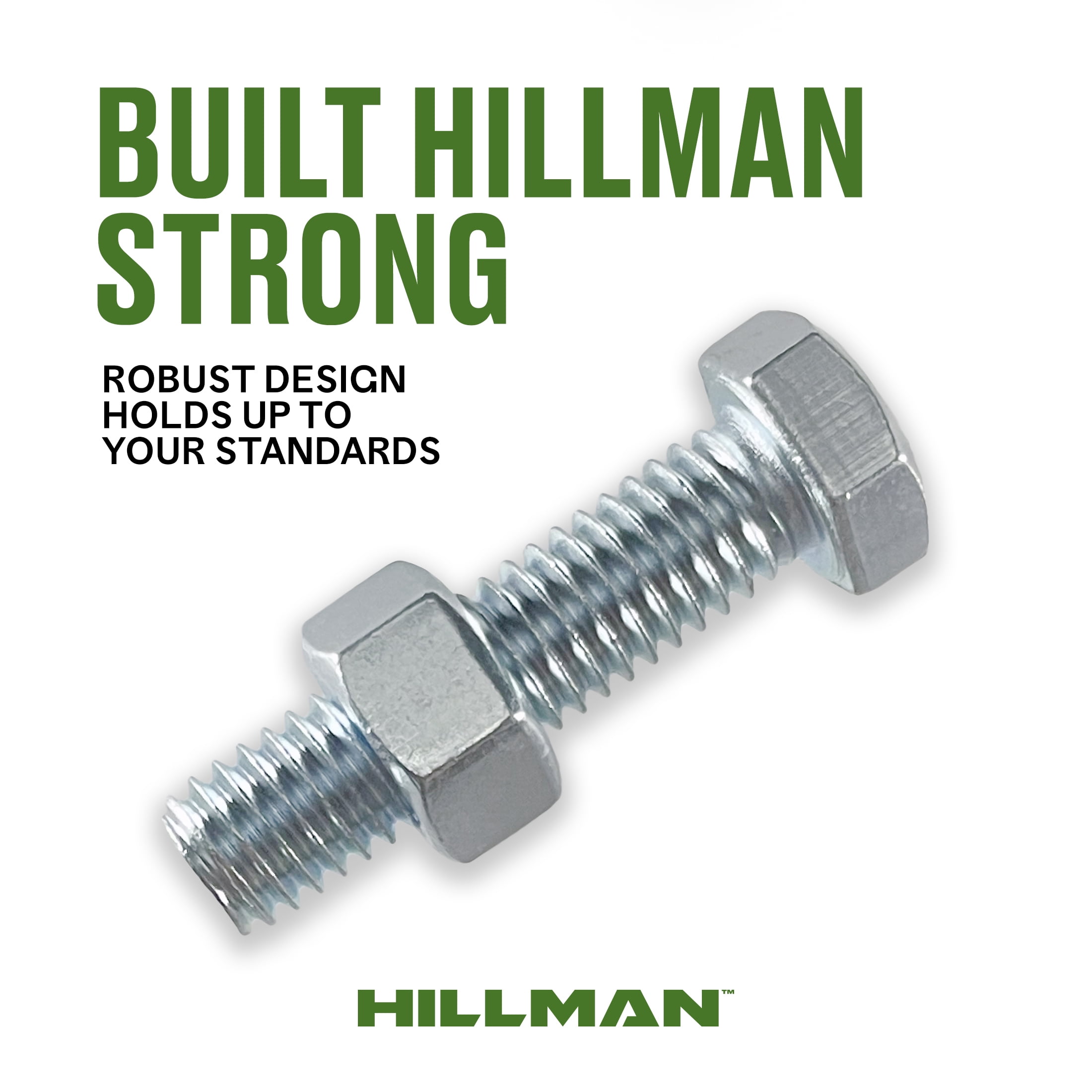 (4 pack) Hillman Hex Bolts and Nuts, 1/4-20" x 2", Steel, Zinc Finish, Silver, 3 sets