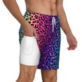 thumbnail image 3 of Balery Leopard Neon Rainbow Gradient Mens Swim Trunks Swim Shorts for Men Quick Dry Inseam Beach Shorts with Compression Liner Pocket-Small, 3 of 9