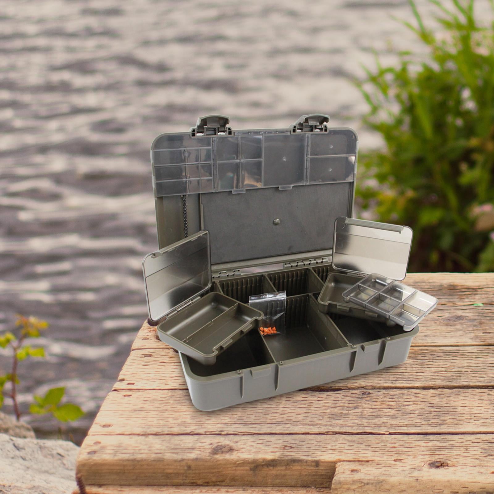 Wswqop Carp Fishing Tackle Box Multi Compartments Portable Outdoor Tackle Organizer for