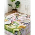 thumbnail image 3 of Spring Easter Suqare Tablecloth - 60 x 60 Inch, Colorful Eggs Floral Truck Butterflies Pink Plaid Waterproof & StainResistant Tablecloth, Washable Oil-proof Table Cover for Dining/Party/Wedding, 3 of 9