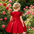 thumbnail image 5 of WhouRiu Girls Sparkling Sequins Dress Puff Short Sleeve Crew Neck A Line Party Gown Kids Comfortable Elegant Princess Dresses,4 Years, 5 of 7